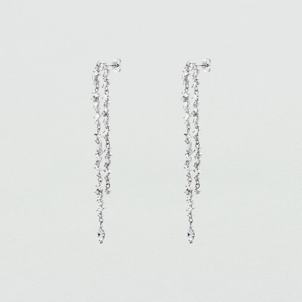 Long earrings PLEIADES - Crystal / Silver - Outlet  | Agatha