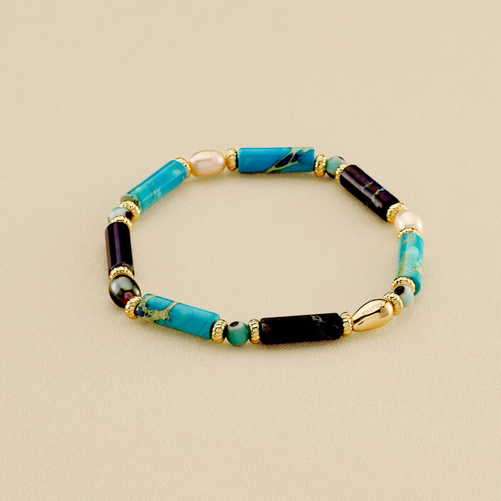 Link bracelet CYCLADES - Blue / Gold - All jewellery  | Agatha