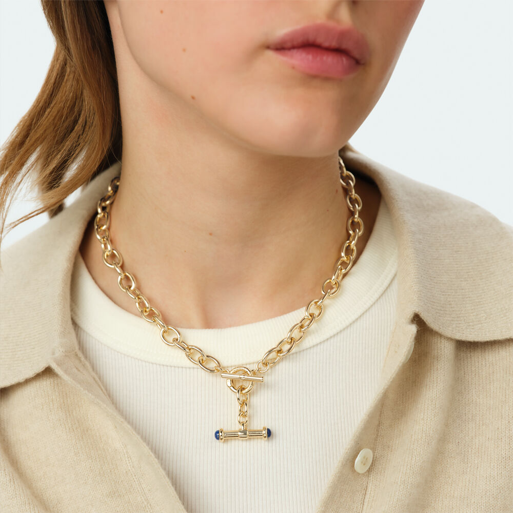 Pendant T-BAR - Blue / Gold - Jewellery  | Agatha