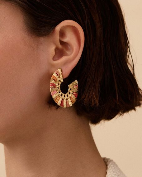 Hoops EAR5RAFIA - Pink / Gold - All jewellery  | Agatha