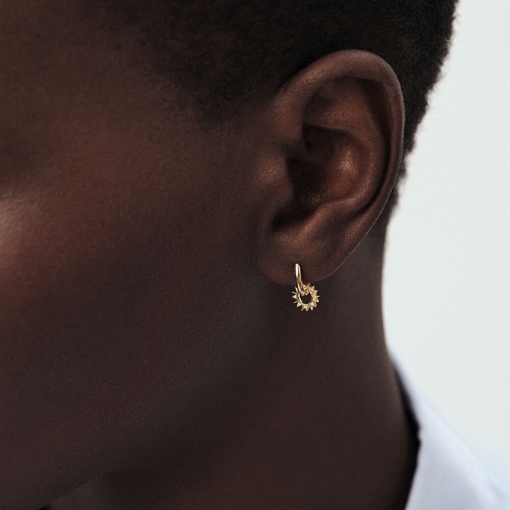 Hoop piercing SUNSHINE - Crystal / Golden - Genuine silver  | Agatha