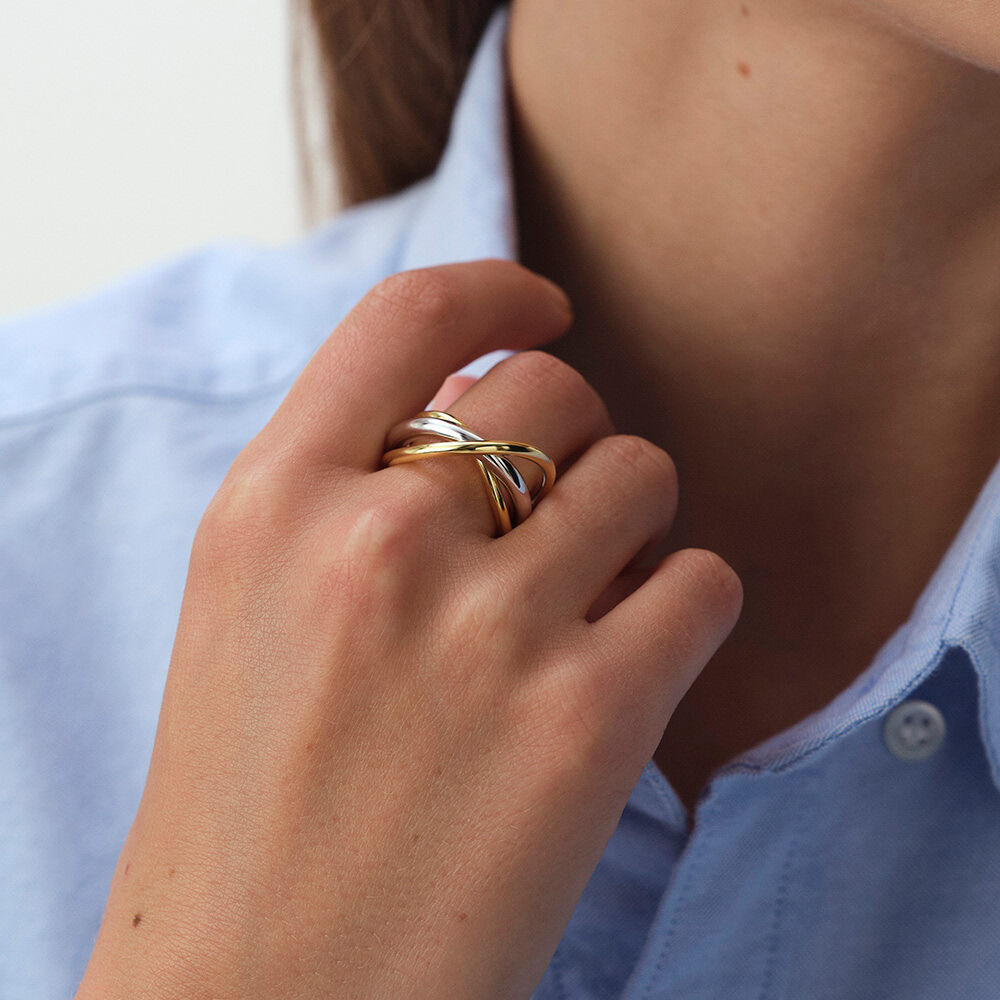 Large ring BELLEVILLE - Silver / Gold - Genuine silver  | Agatha