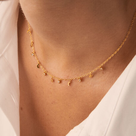 Choker necklace LUNITAS - Crystal / Golden - All jewellery  | Agatha