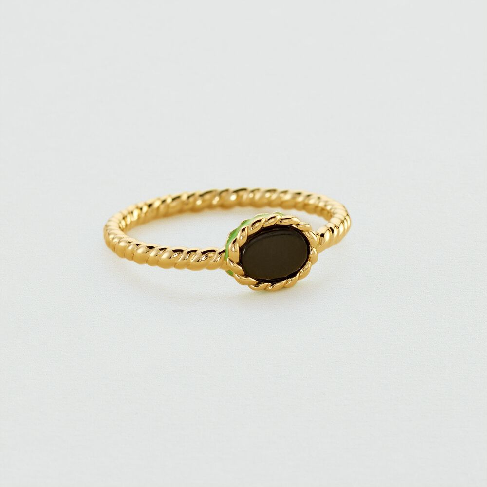 Thin ring ATMA - Onyx/ green - Outlet  | Agatha