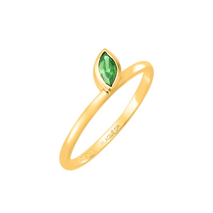 Thin ring LEAVES - Green / Gold - All jewellery  | Agatha