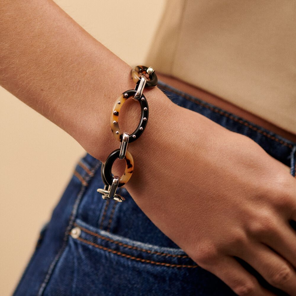 Link bracelet BOUCLE - Tortoise / Black - Bracelets  | Agatha