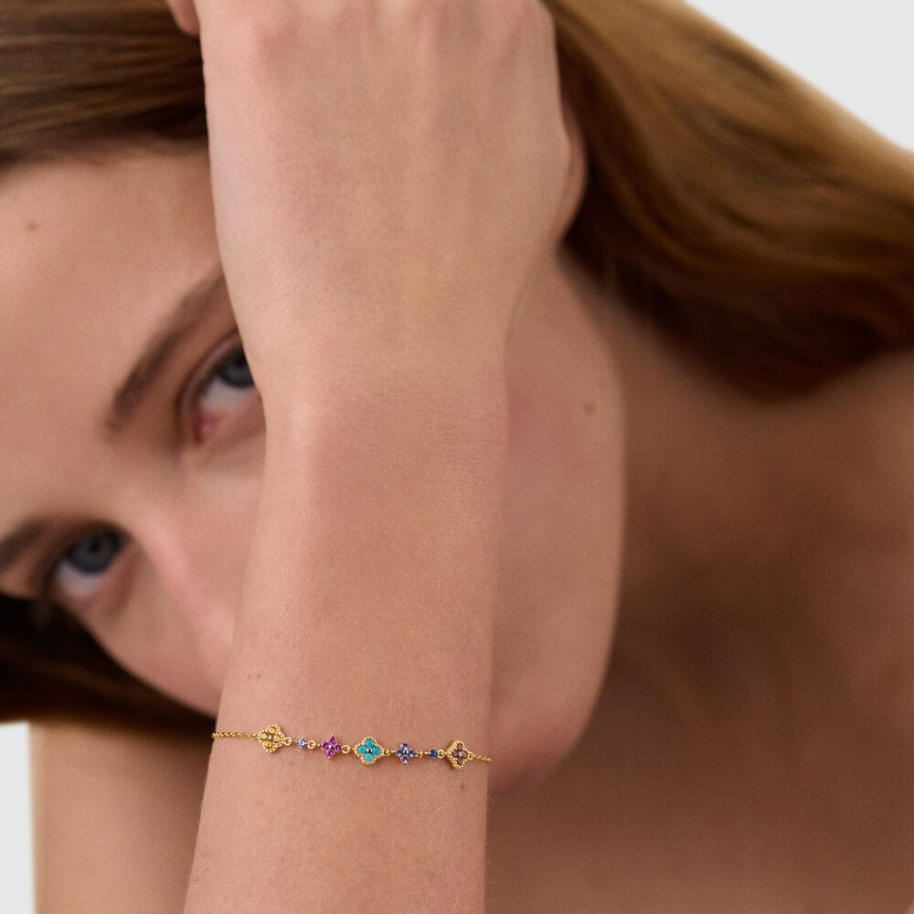 Link bracelet BELOVED - Multicolor / Gold - Genuine silver  | Agatha