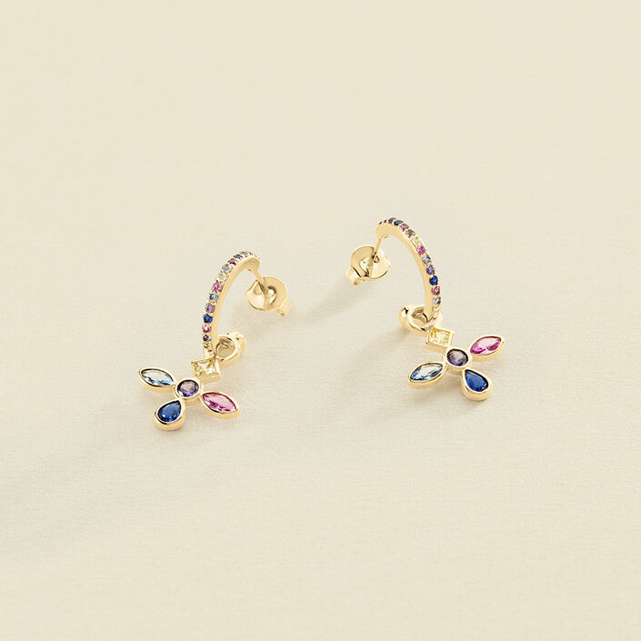 Hoops LUCES - Multicolor / Gold - All earings  | Agatha