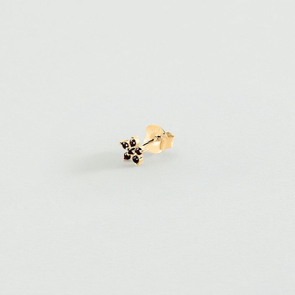 Piercing stud FLOR6 - Black / Gold - Genuine silver  | Agatha