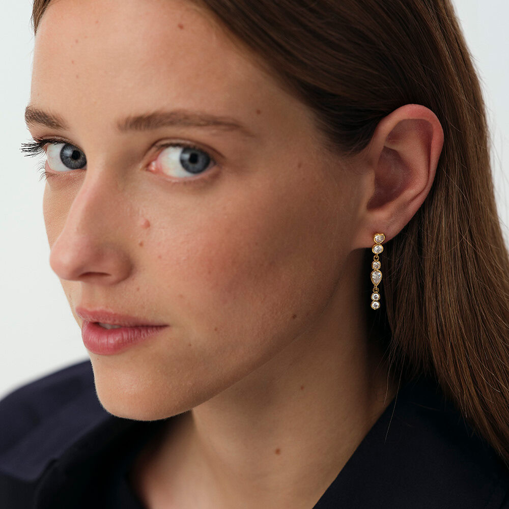 Long earrings CANDY - Crystal / Golden - Earrings  | Agatha