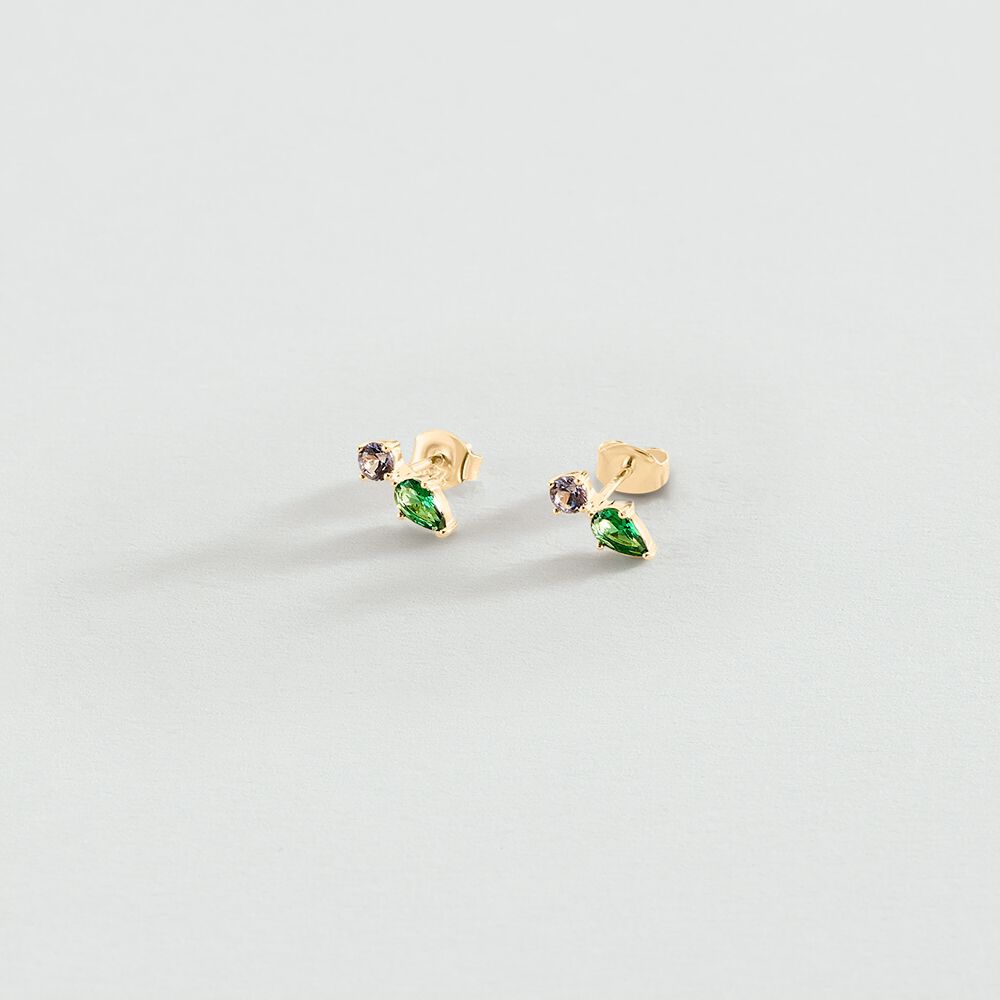 Stud earrings ASTRE - Green / Golden - Earrings  | Agatha