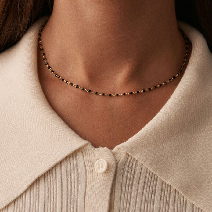 Choker necklace SMARTY - Black / Gold - All jewellery  | Agatha