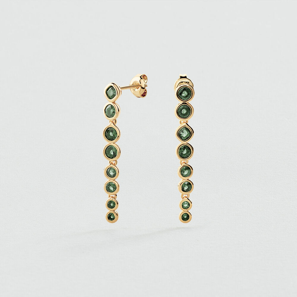 Long earrings SAINT GERMAIN - Green / Golden - Earrings  | Agatha