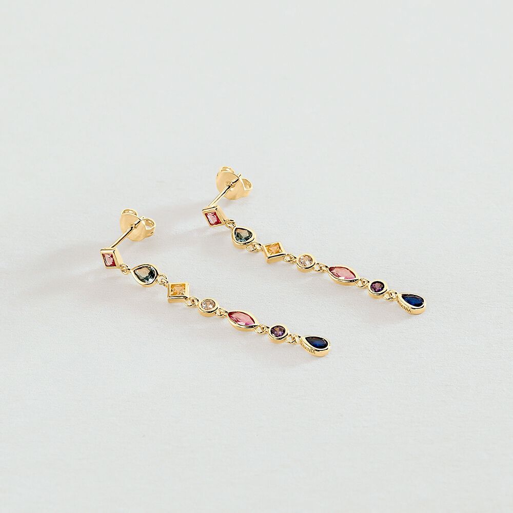 Long earrings CASCADA - Multicolor / Gold - Earrings  | Agatha
