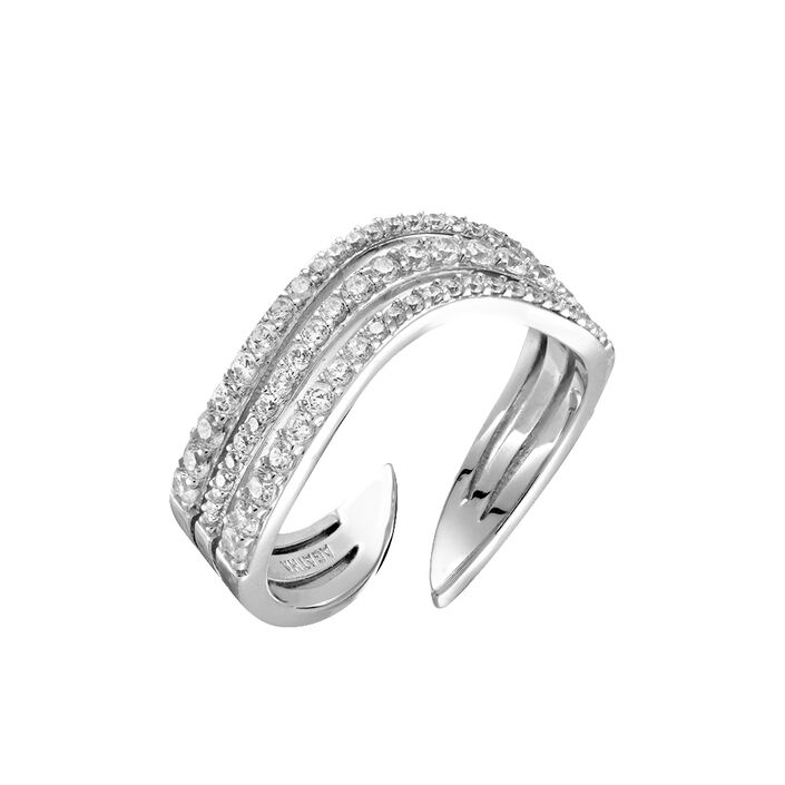 Ajustable ring WAVY - Crystal / Silver - Ajustable ring  | Agatha