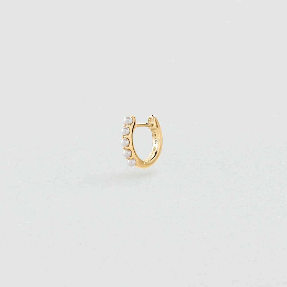Single hoop earring MIX & MATCH - Pearl / Gold - Genuine silver  | Agatha