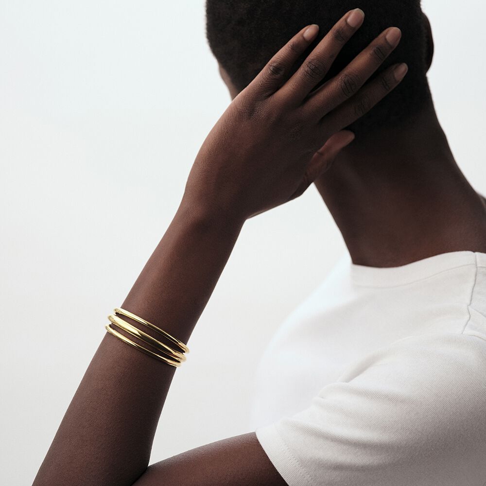 Cuff TRIJONC - Golden - Genuine silver  | Agatha