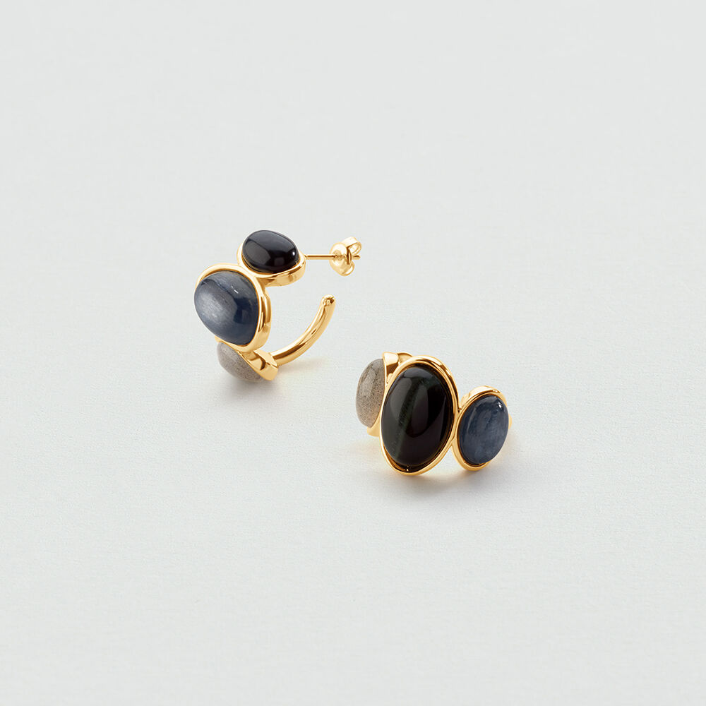 Hoops LA RIVIERA - Blue / Gold - Earrings  | Agatha