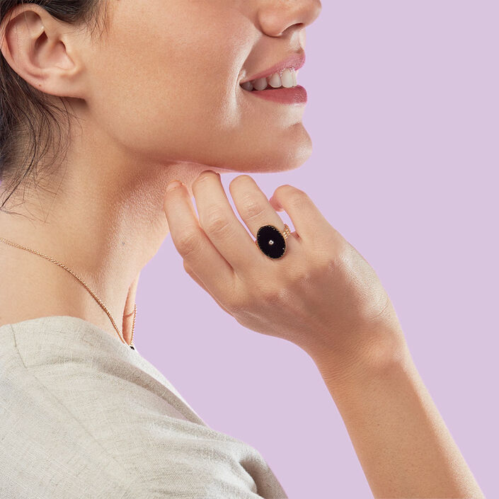 Ajustable ring JUNGLY - Black / Gold - Ajustable ring  | Agatha