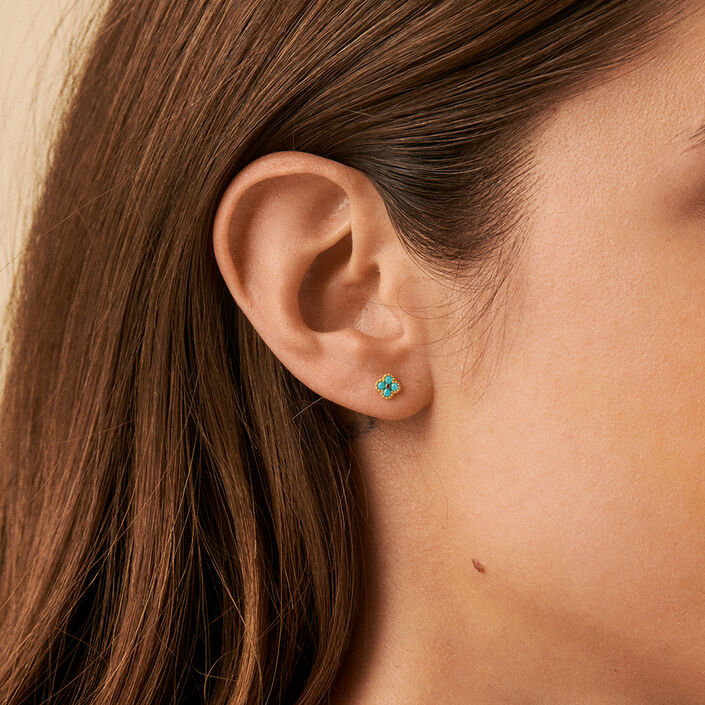 Stud earrings BELOVED - Turquoise / Gold - All earings  | Agatha