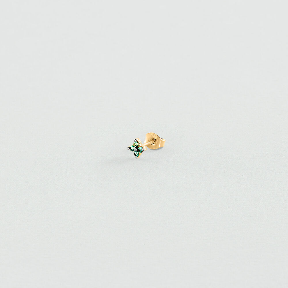 Piercing stud MIX& MATCH - Green / Golden - Genuine silver  | Agatha