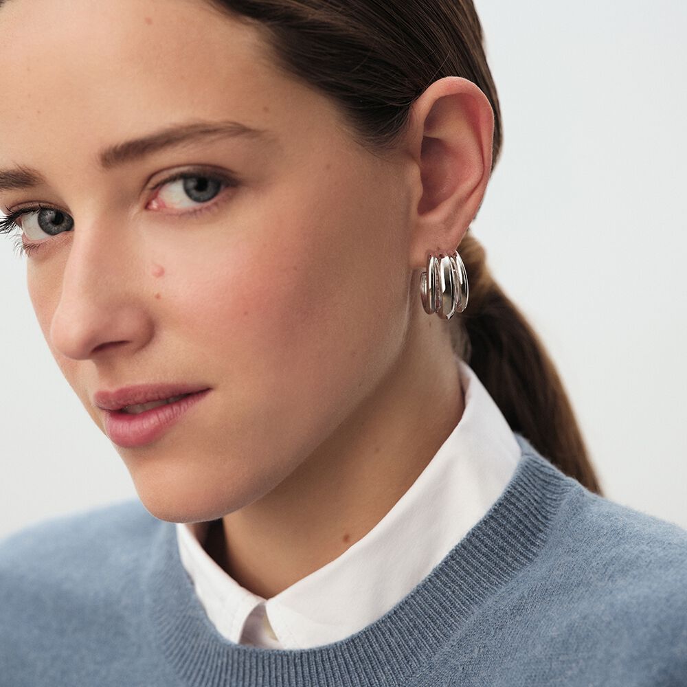 Hoops TRIJONC - Silver - Genuine silver  | Agatha