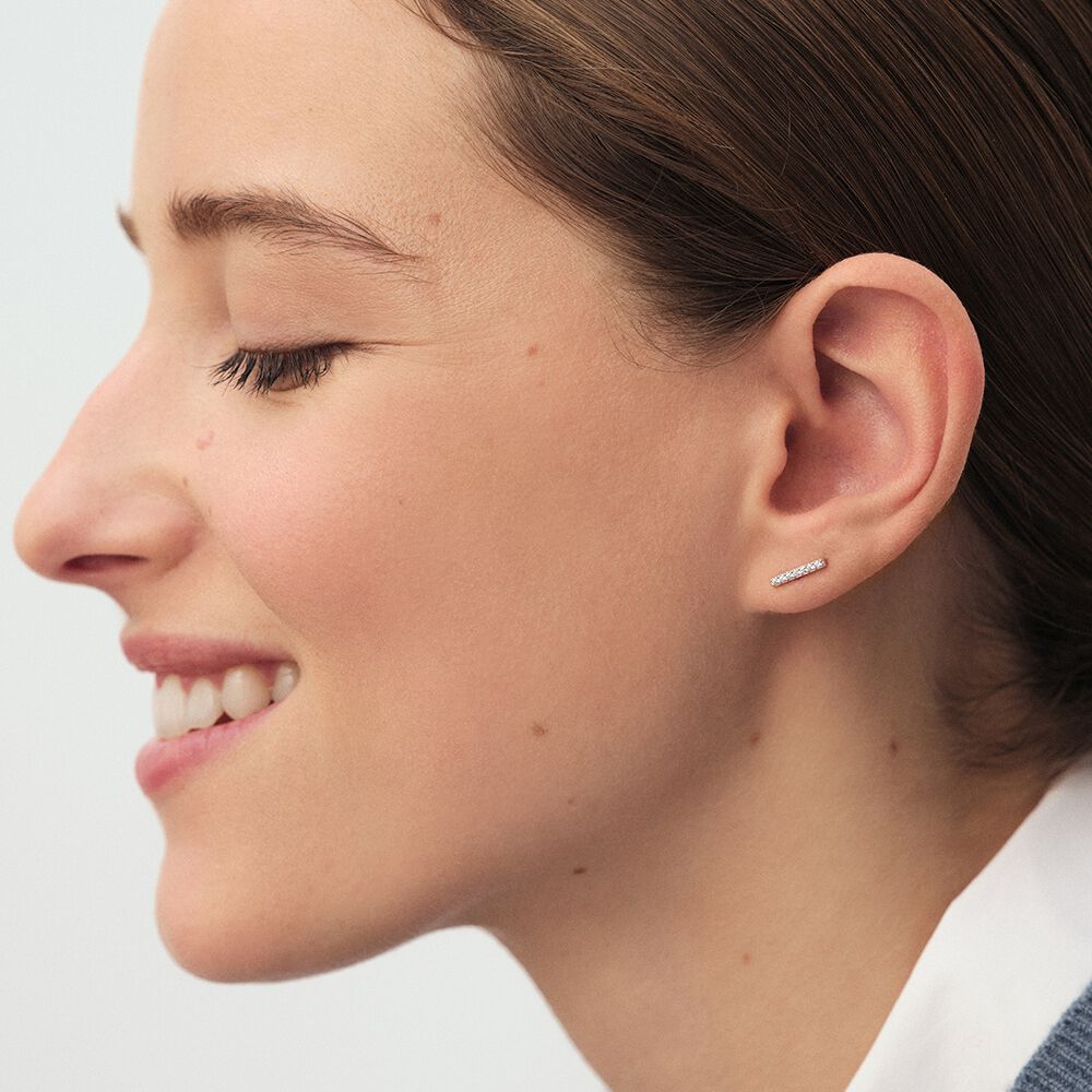 Stud earrings BARSHINE - Crystal / Silver - Genuine silver  | Agatha