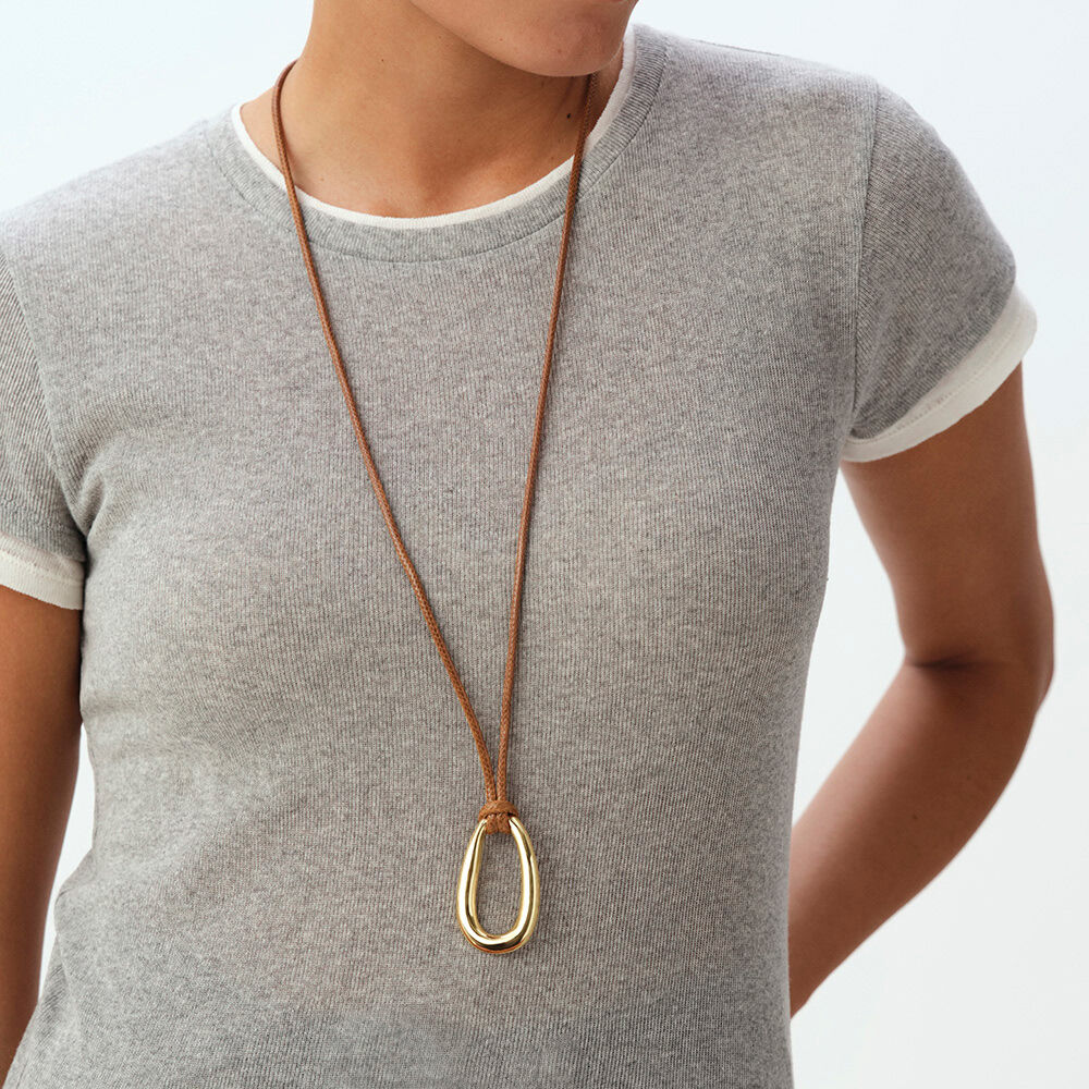Long necklace ABBESSES - Brown / Gold - Long necklace  | Agatha