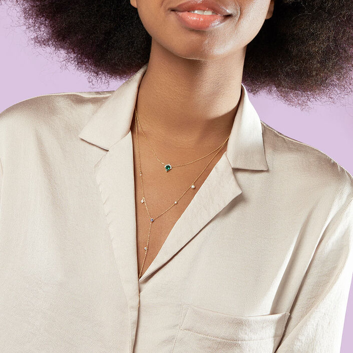 Long necklace ASTRE - Green / Golden - All jewellery  | Agatha
