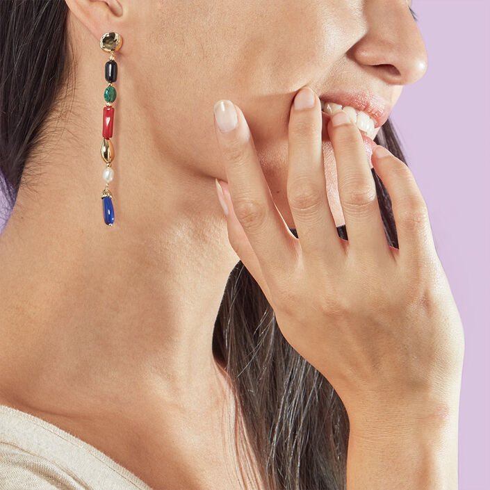 Long earrings DEESSE - Multicolor / Gold - All earings  | Agatha
