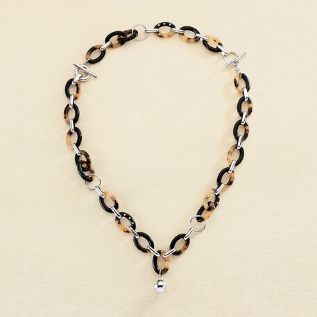 Mid-length necklace BOUCLE - Tortoise / Black - All jewellery  | Agatha