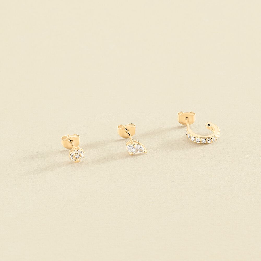 Piercing stud PARADIS - Crystal / Golden - All jewellery  | Agatha
