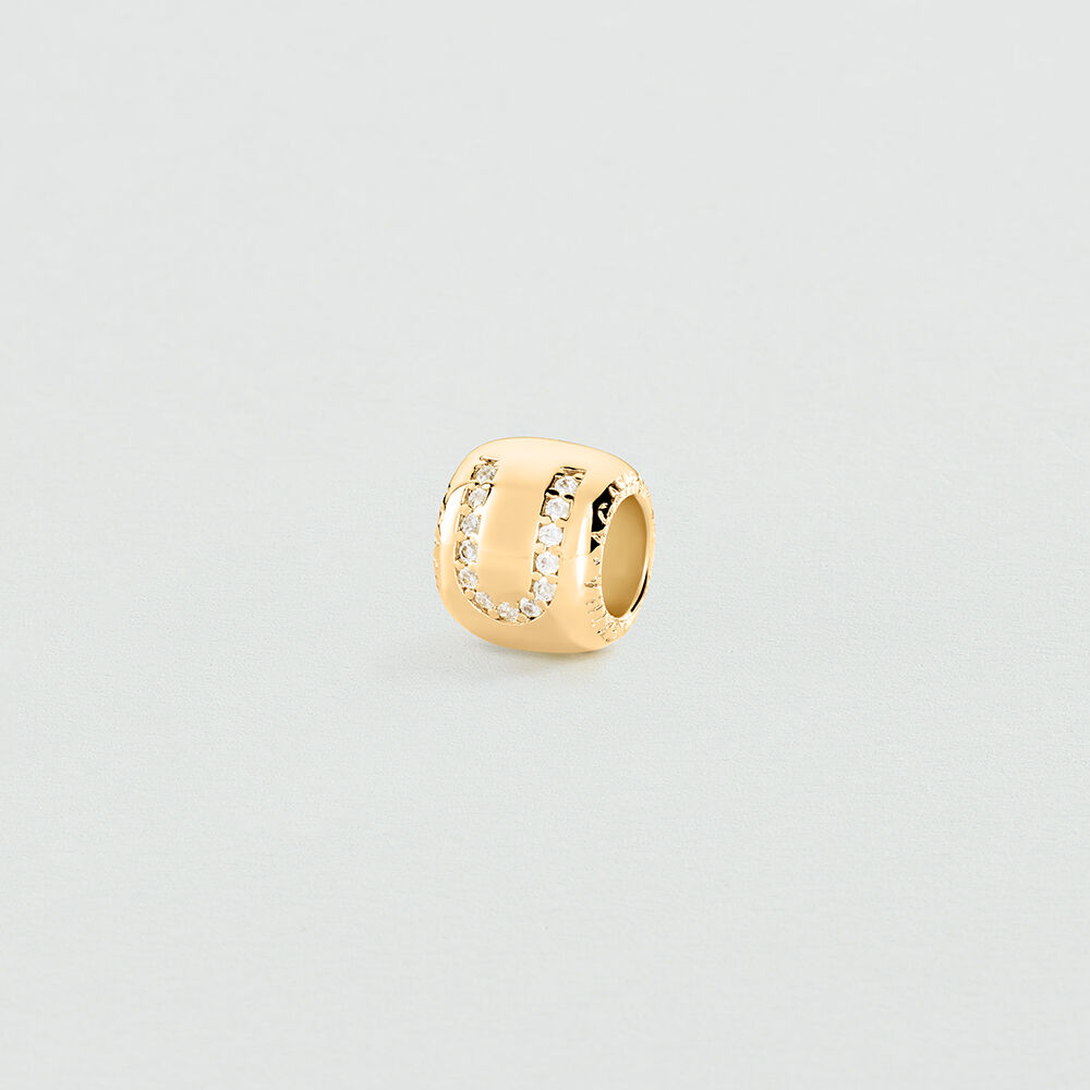 Pendant LUCKY LETTER U - Crystal / Golden - Jewellery  | Agatha
