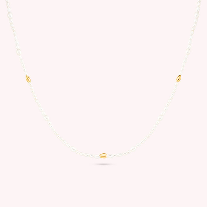 Long necklace IDYLLE - Pearl / Gold - All jewellery  | Agatha
