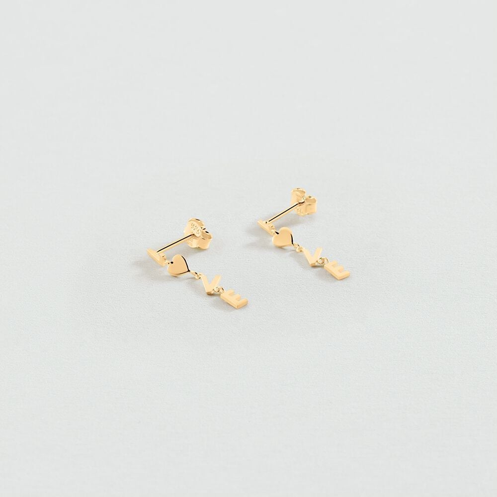 Long earrings WITH LOVE - Golden - Earrings  | Agatha