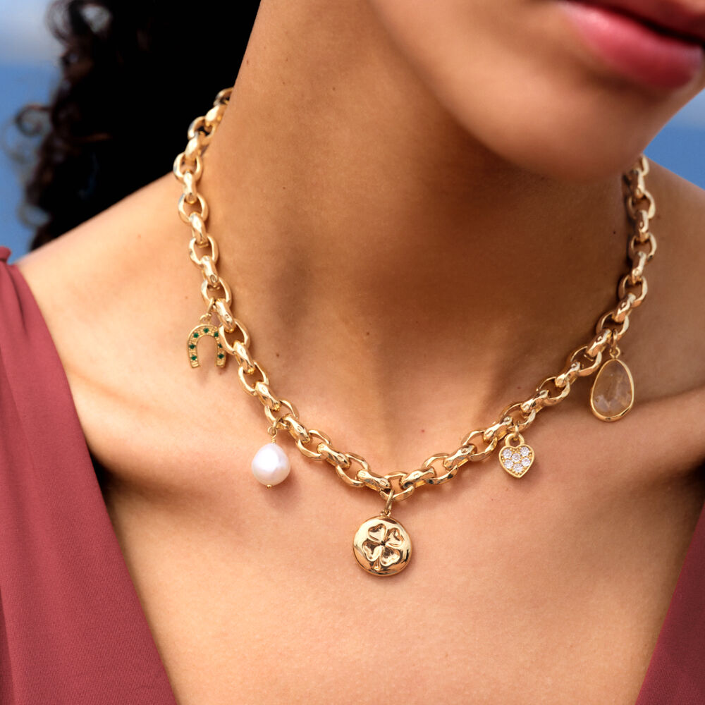 Choker necklace CHARMS - Multicolor / Gold - Choker necklace  | Agatha