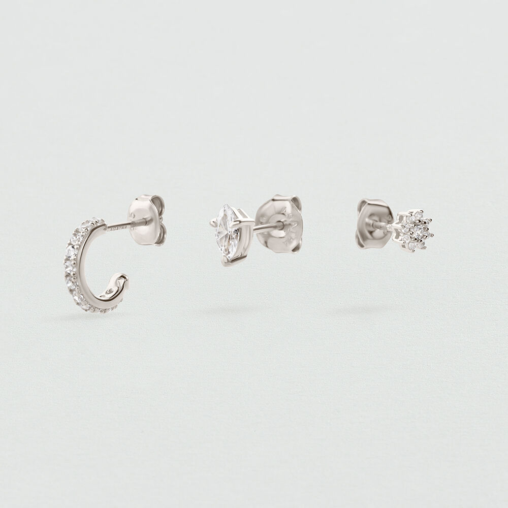 Earring set MIX & MATCH - Crystal / Silver - Genuine silver  | Agatha