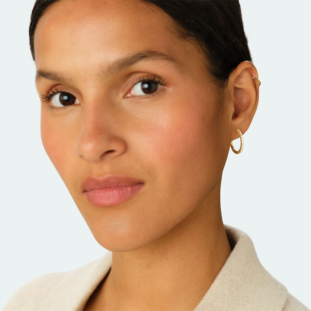 Hoops PAV&Eacute; - Crystal / Golden - Earrings  | Agatha