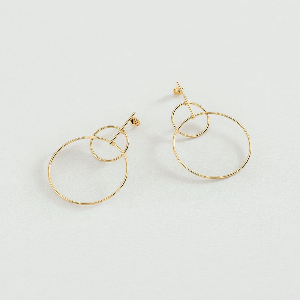 Long earrings CASSINI - Golden - Genuine silver  | Agatha