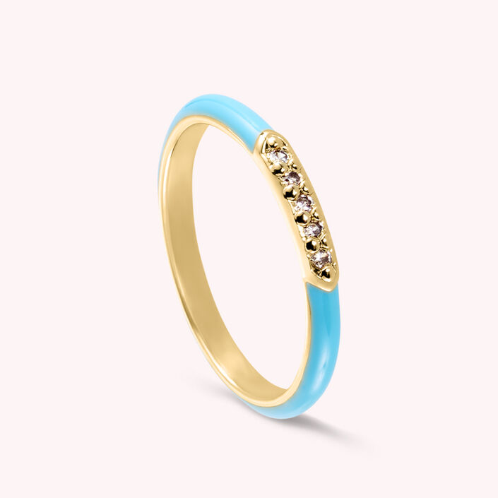 Thin ring BONHEUR - Turquoise / Gold - All jewellery  | Agatha
