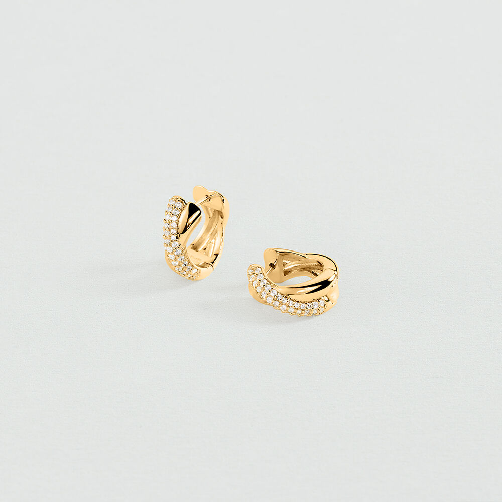 Hoops XOXO PAV&Eacute; - Crystal / Golden - Earrings  | Agatha