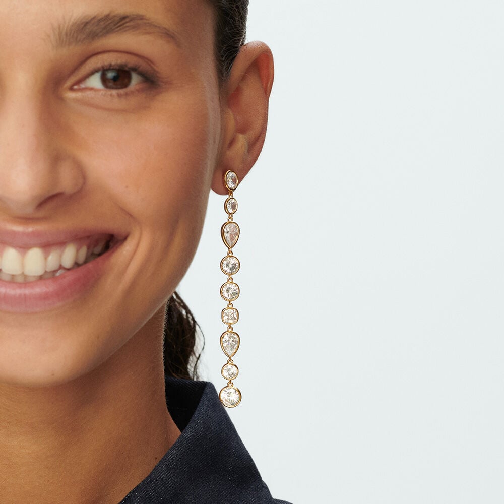 Long earrings CANDY - Crystal / Golden - Earrings  | Agatha