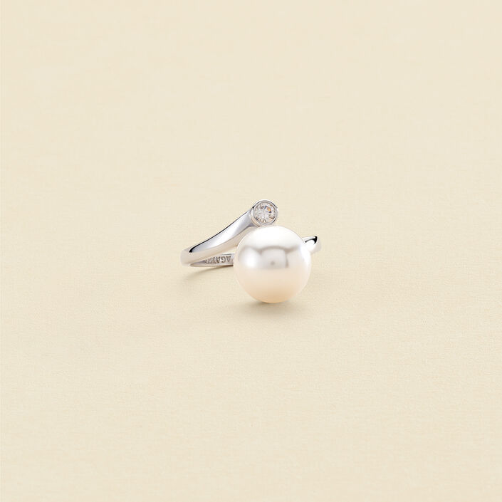 Large ring PEARLS - Pearl / Silver - All jewellery  | Agatha