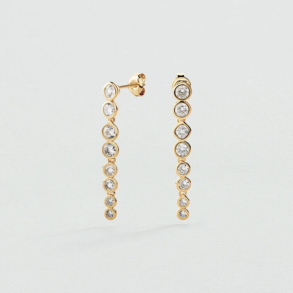 Long earrings SAINT GERMAIN - Crystal / Golden - Earrings  | Agatha