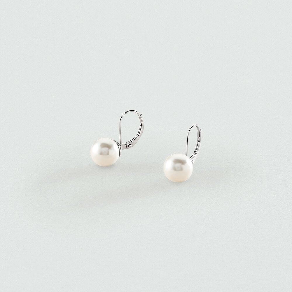 Long earrings PERLYS - Pearl / Silver - Genuine silver  | Agatha