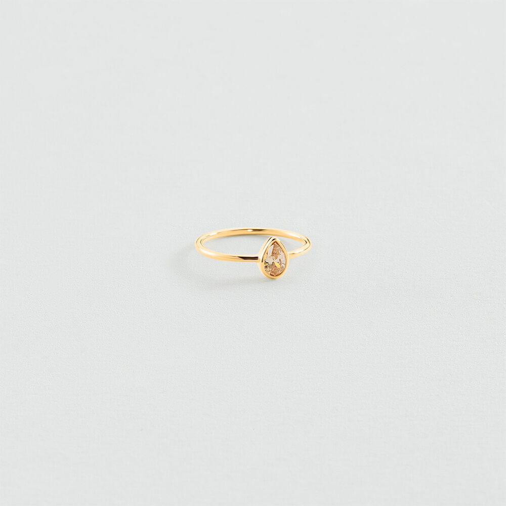 Thin ring TEARDROP CANDY - Yellow / Golden