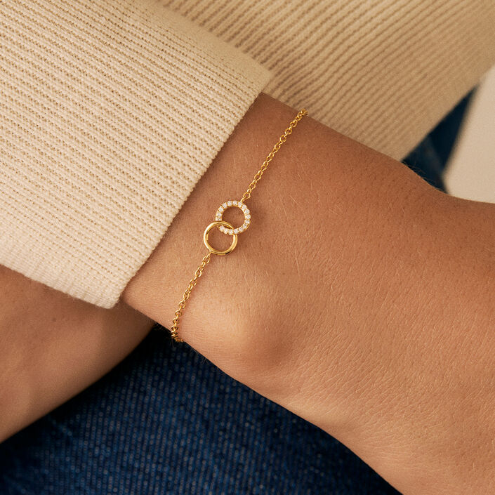 Link bracelet RONDOU - Crystal / Gold - All bracelets  | Agatha