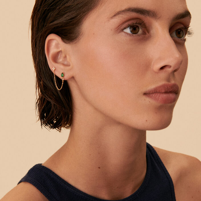 Piercing stud ASTRAL - Green / Golden - All jewellery  | Agatha