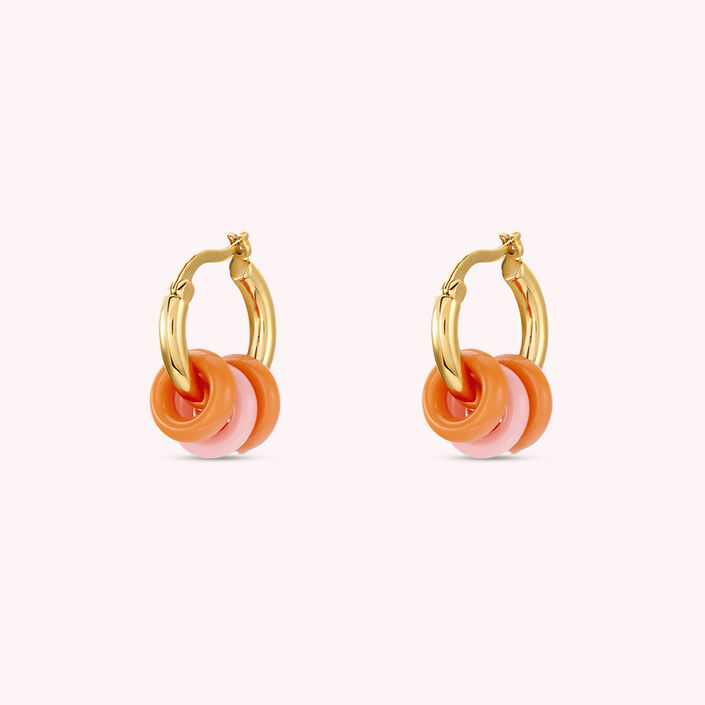 Hoops BONEY - Orange / Gold - All earings  | Agatha