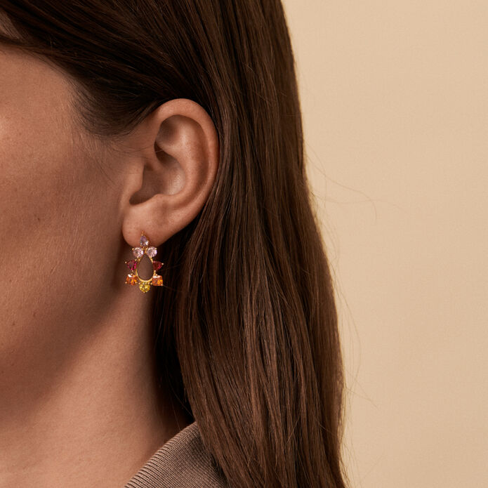 Long earrings VAGUE - Multicolor / Gold - Christmas  | Agatha